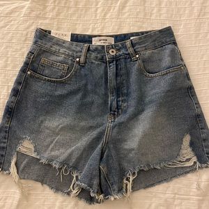 High rise denim shorts